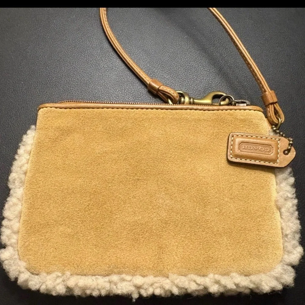 Coach Y2K Shearling Suede Wristlet